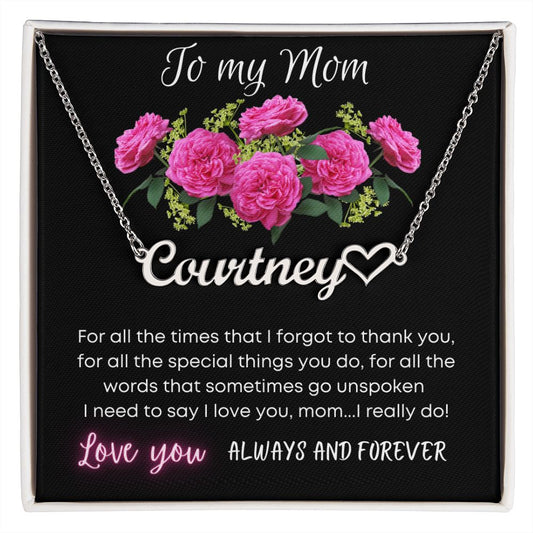 To My Mom Name Necklace with Heart - Best Gift for Mother's Day, Birthday, Christmas