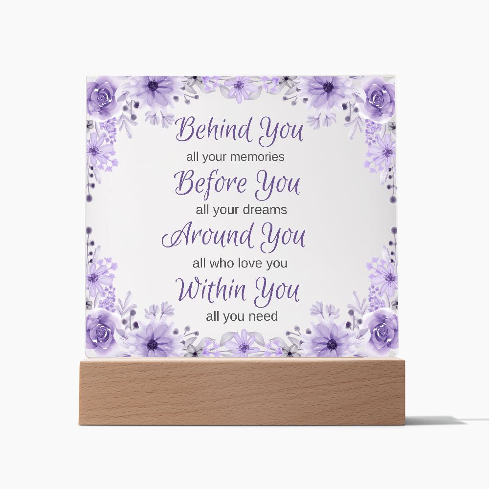 Gift for Her - Graduation, Birthday, Engagement, Wedding, House Warming, Just Because Gift Acrylic Plaque (LED Base Option)