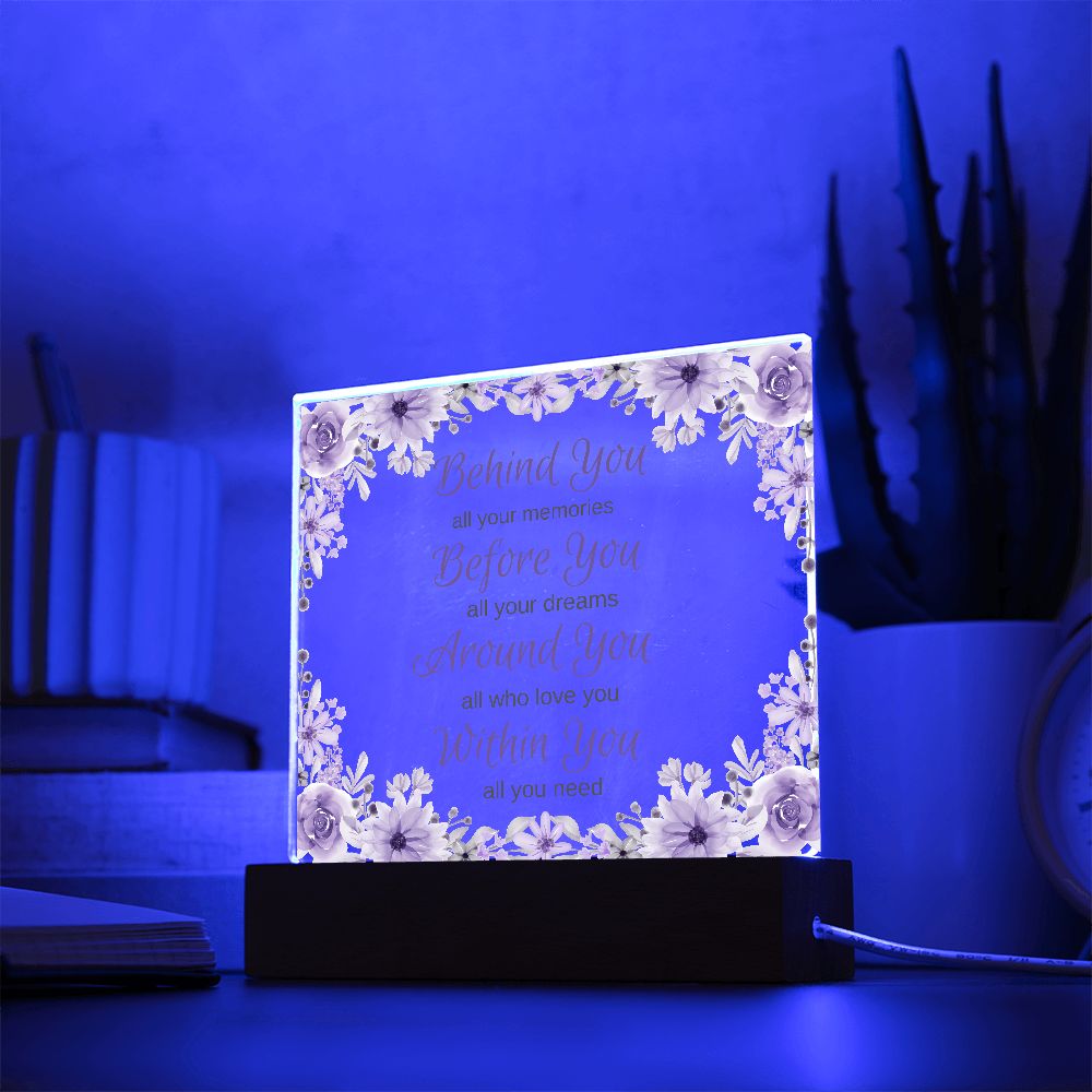 Gift for Her - Graduation, Birthday, Engagement, Wedding, House Warming, Just Because Gift Acrylic Plaque (LED Base Option)