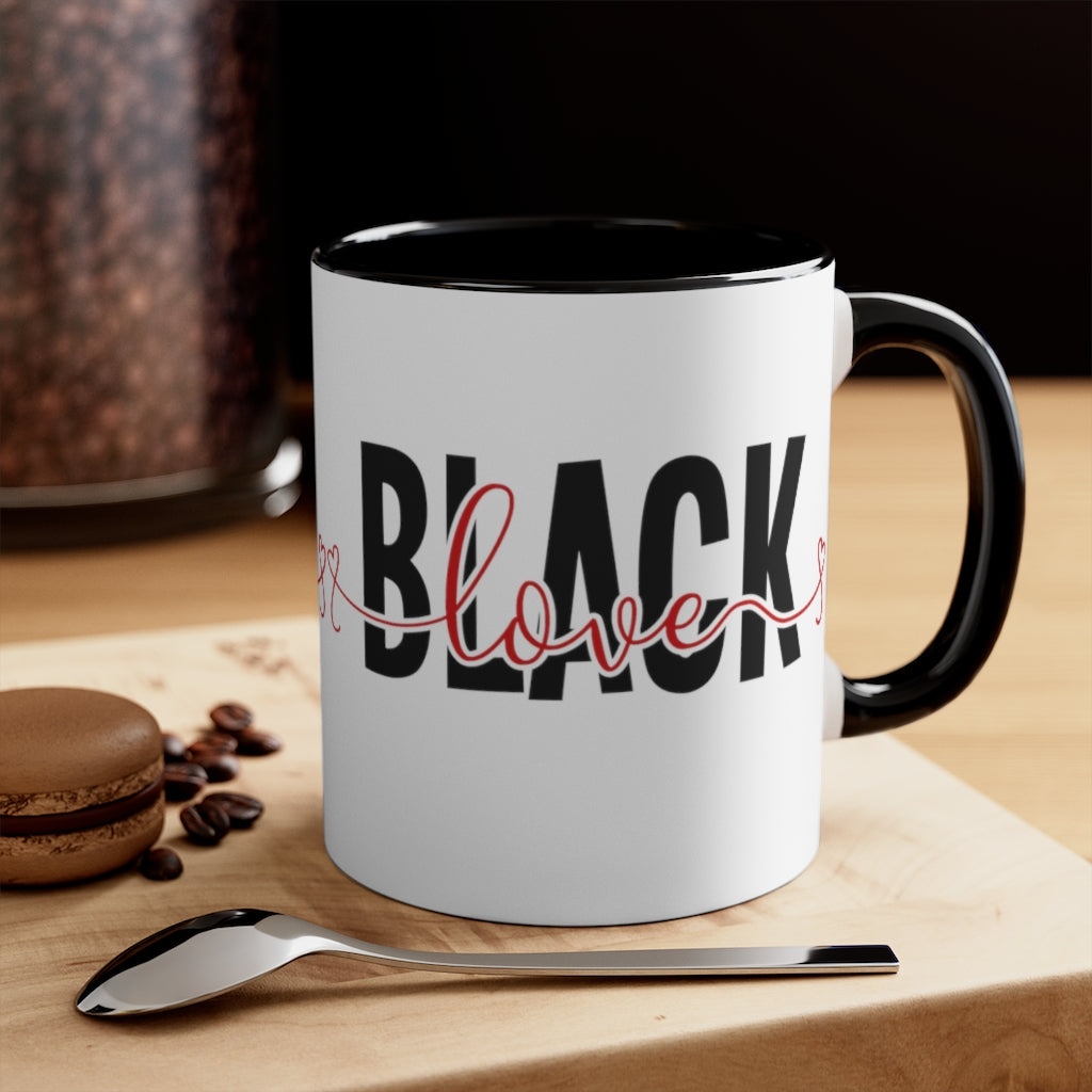 Black Love Hearts - Accent Coffee Mug, 11oz