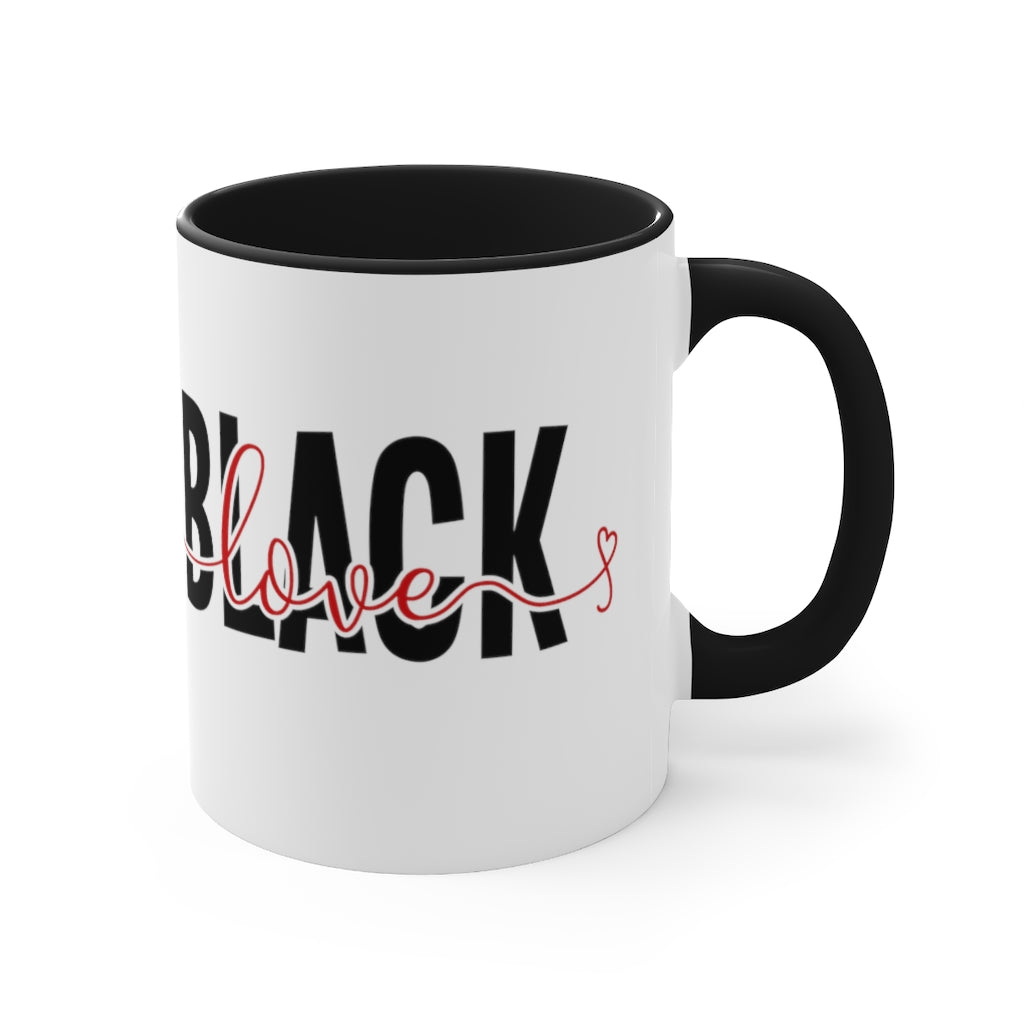 Black Love Hearts - Accent Coffee Mug, 11oz