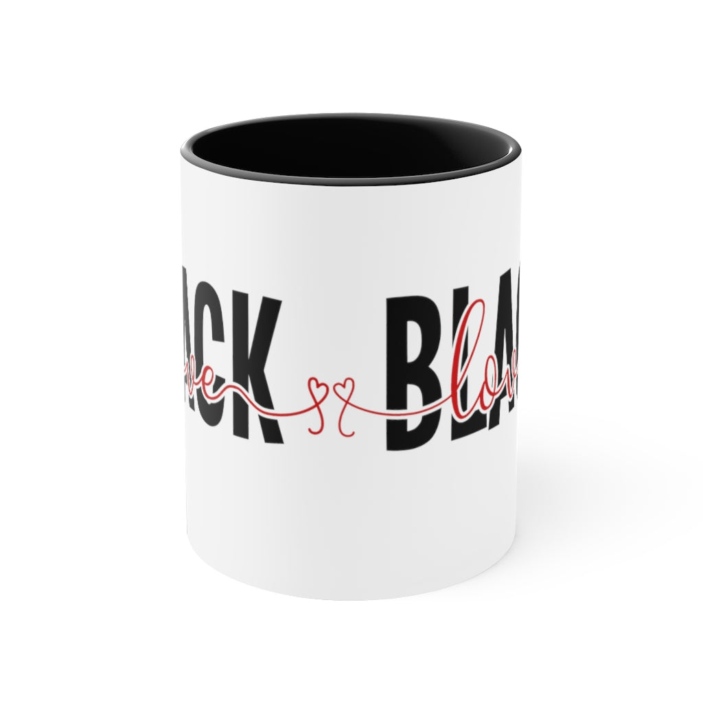 Black Love Hearts - Accent Coffee Mug, 11oz