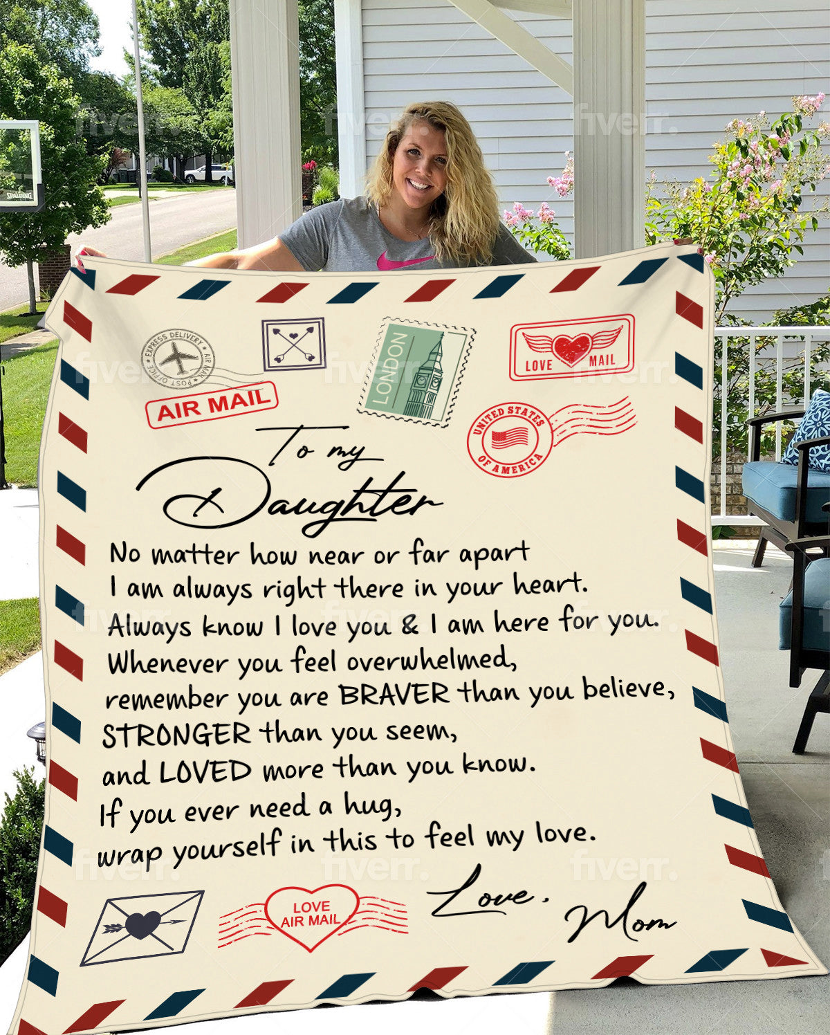 Daughter Postcard Soft Premium Sherpa Blanket (Medium - 50x60)
