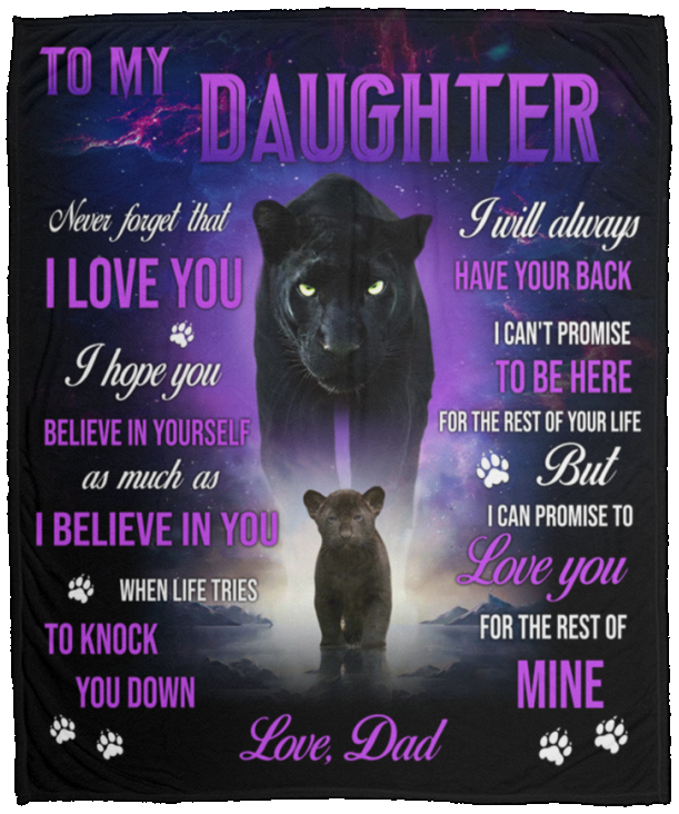Daughter Love Dad Black Panther Cozy Plush Fleece Blanket (Medium - 50x60)