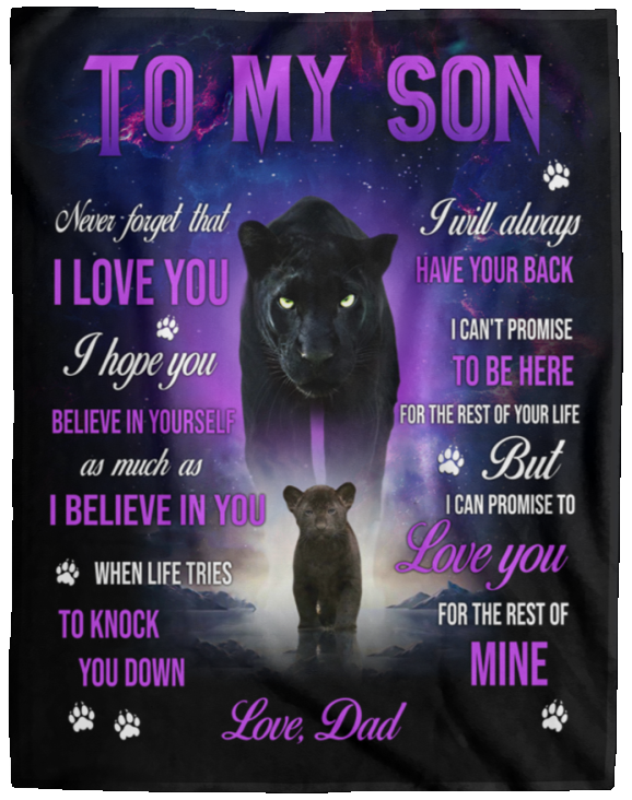 Son Love Dad Black Panther Cozy Plush Fleece Blanket (Large - 60x80)