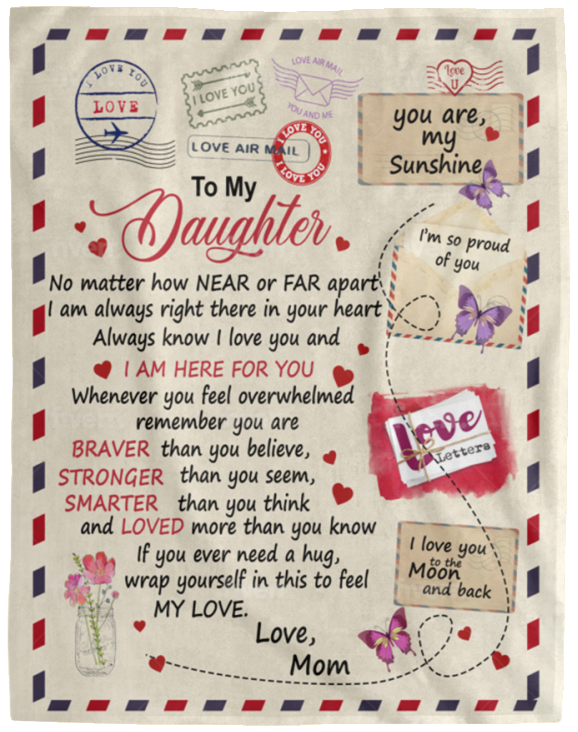 Daughter Post Card Love Soft Plush Fleece Blanket (Large - 60x80)