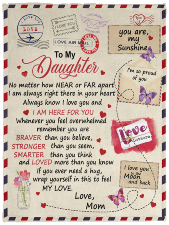 Daughter Postcard Love Soft Plush Fleece Blanket (Fleece or Sherpa)