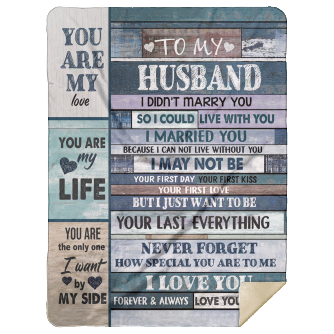 My Husband My Love Cozy Premium Sherpa Blanket Large - 60x80)