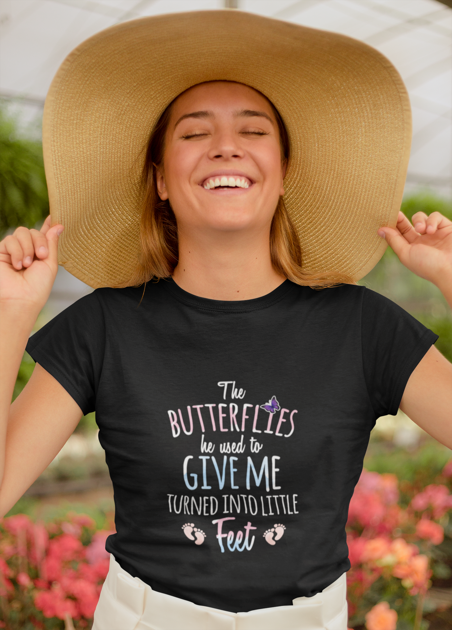Butterflies Turn into Little Feet - Soft Premium T-Shirt - Awesome Gift for New Mom