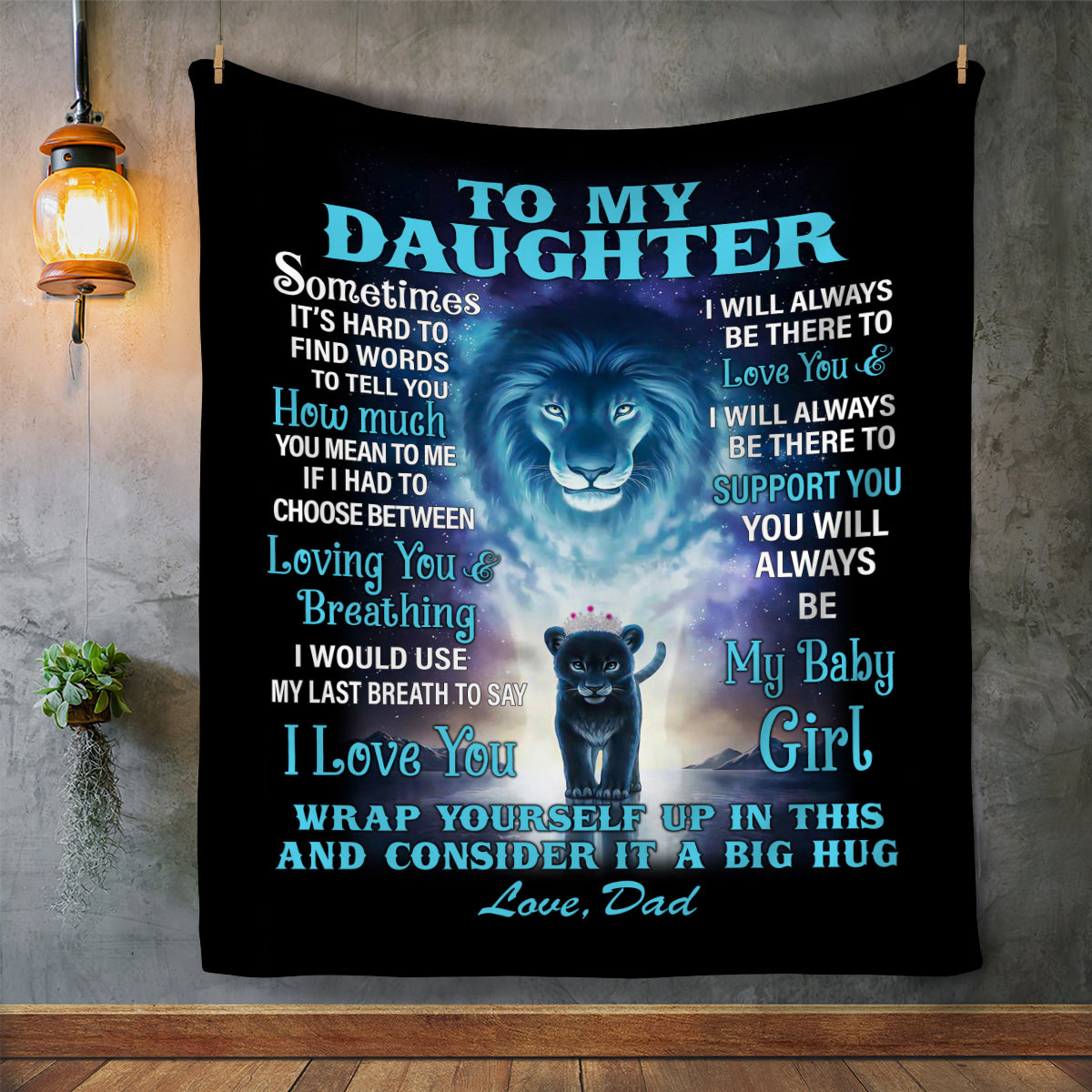 Daughter Love Dad | My Baby Girl | Blanket (Cozy Plush Fleece and Thick Premium Sherpa