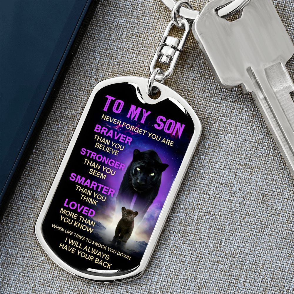 Son Black Panther Braver Stronger Loved Key Chain