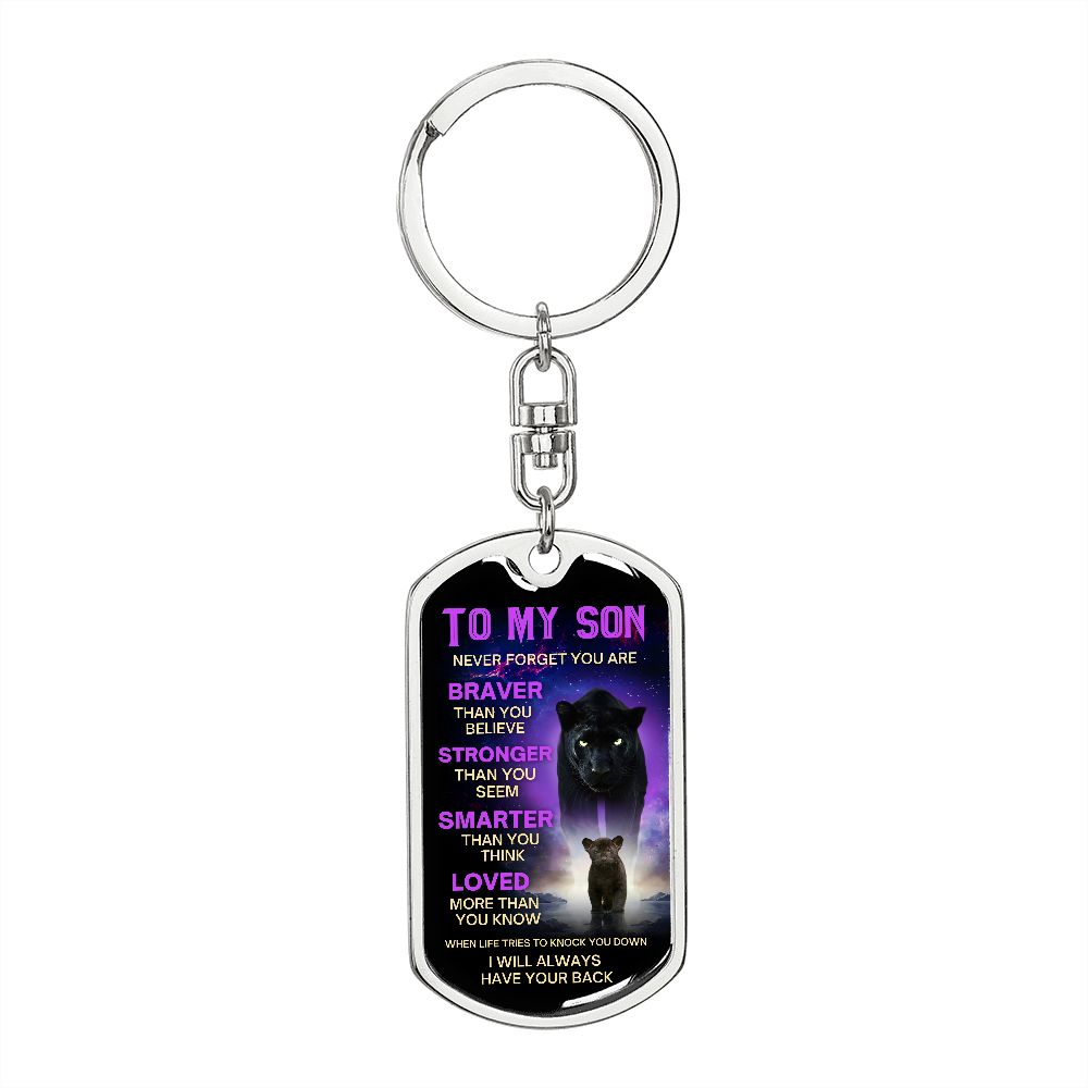 Son Black Panther Braver Stronger Loved Key Chain