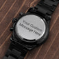 Customizable Engraved Black Chronograph Watch for Husband, Boyfriend Valentine's Day