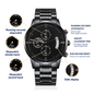 Customizable Engraved Black Chronograph Watch for Husband, Boyfriend Valentine's Day