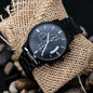 Customizable Engraved Black Chronograph Watch for Husband, Boyfriend Valentine's Day