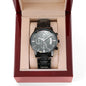 Customizable Engraved Black Chronograph Watch for Husband, Boyfriend Valentine's Day