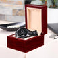 Customizable Engraved Black Chronograph Watch for Husband, Boyfriend Valentine's Day