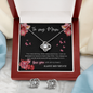 To My Mom - Love You - Love Knot Necklace and Earrings Set