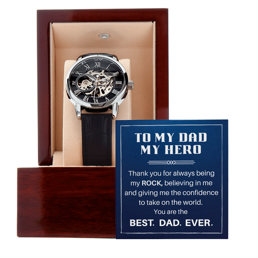 My Dad My Hero Men's Openworks Watch