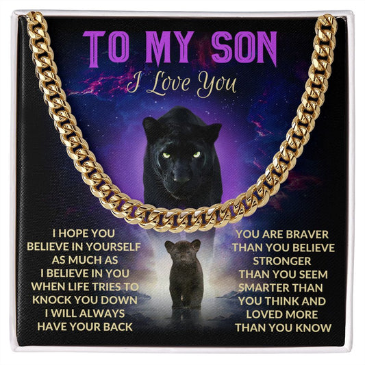 Black Panther Cuban Link Chain | Perfect Gift for Son