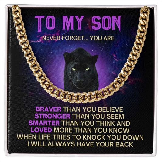 Black Panther Braver Stronger Loved | Cuban Link Change | Gift For Son