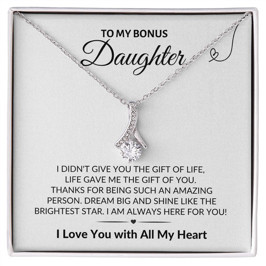 To My Bonus Daughter | Gift of You Shine Bright | Alluring Beauty Necklace