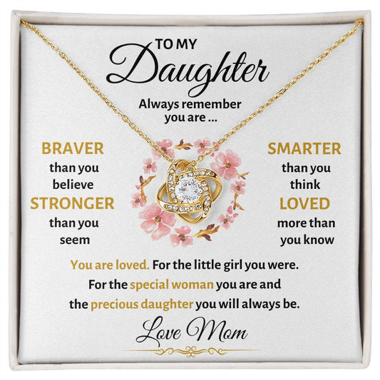 To My Daughter | Always Remember | Love Mom | Love Knot Necklace 1