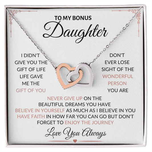 To My Bonus Daughter | Gift of You | Interlocking Hearts