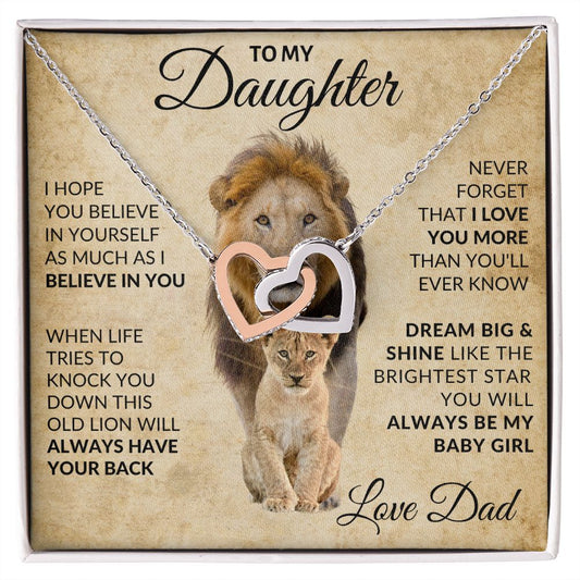 Daughter My Baby Girl Interlocking Hearts Necklace | Perfect Gift for Daughter