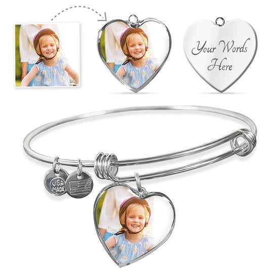 Heart Bangle (Add Photo and Engrave)