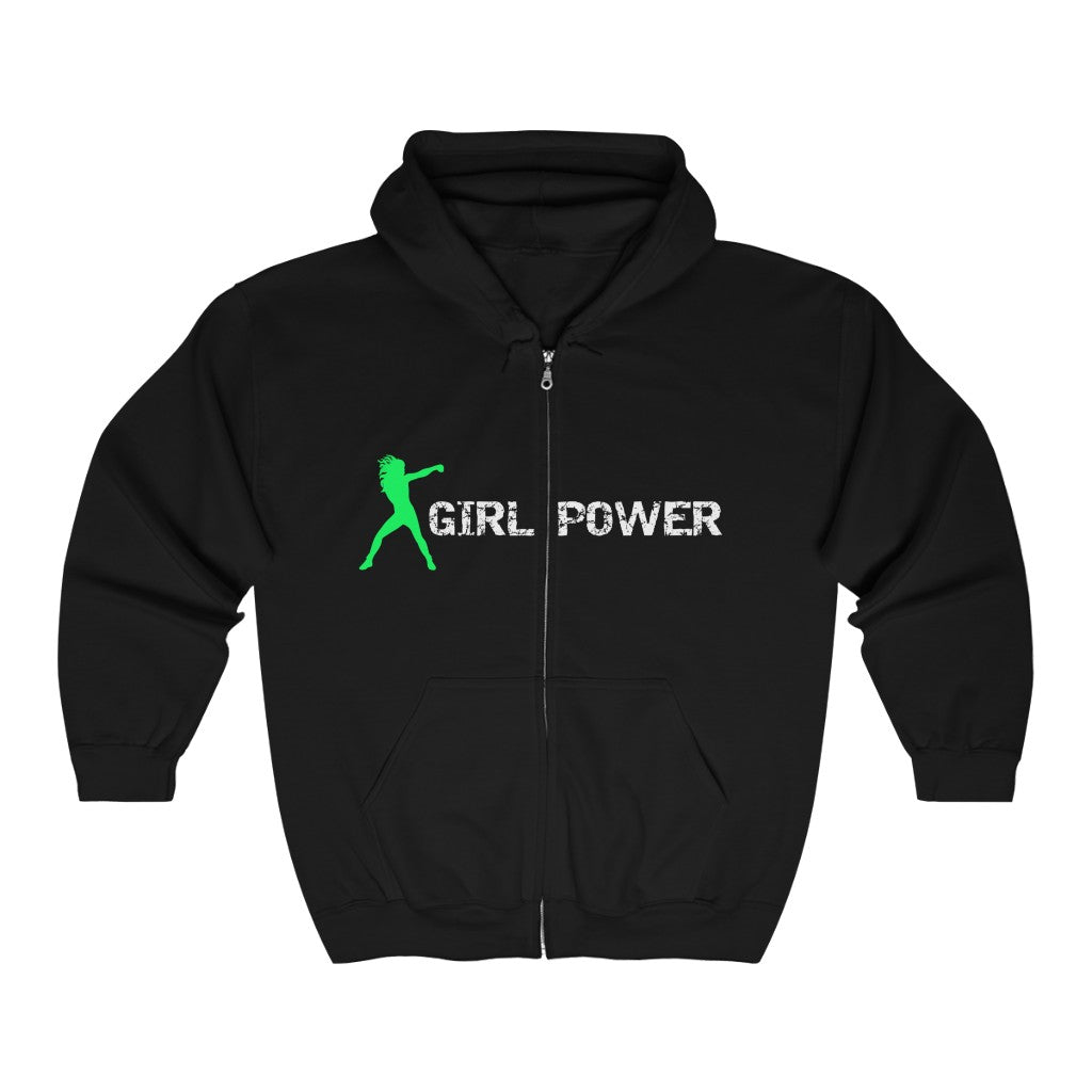 GIRL POWER - FIGHT LIKE A GIRL - TRY TO KEEP UP Premium Heavy Blend™ Zip Hoodie Sweatshirt