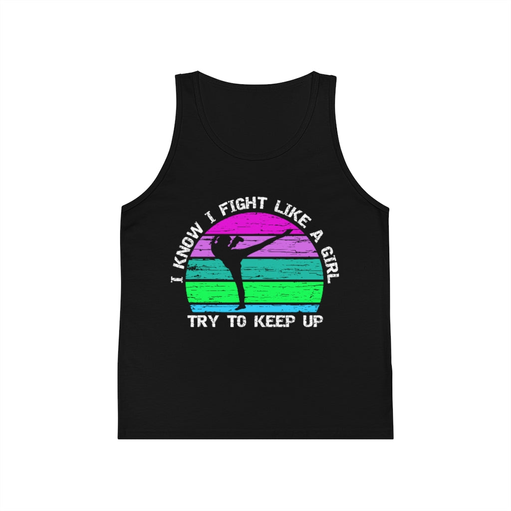 FIGHT LIKE A GIRL - TRY TO KEEP UP Kid's Jersey Tank Top