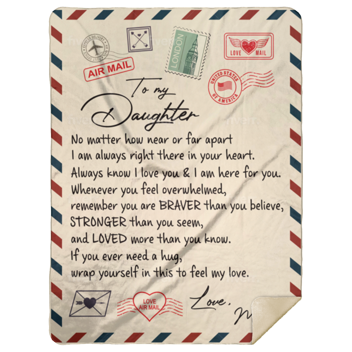 Daughter Postcard Soft Premium Mink Sherpa Blanket (Large - 60x80)