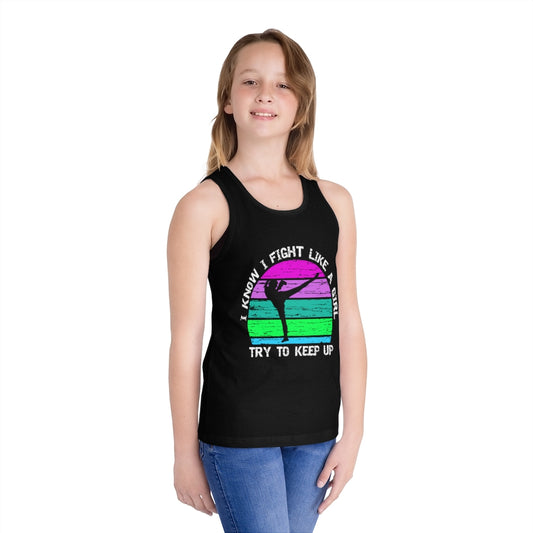 FIGHT LIKE A GIRL - TRY TO KEEP UP Kid's Jersey Tank Top