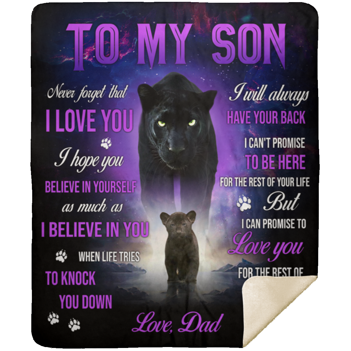 Son Love Dad Black Panther Premium Sherpa Blanket (Medium - 50x60)