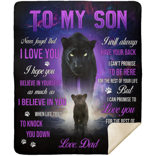 Son Love Dad Black Panther Premium Sherpa Blanket (Medium - 50x60)