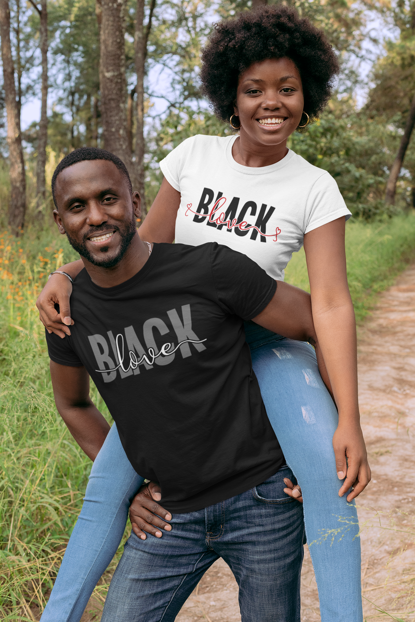 Black Love Hearts - Premium T-Shirt