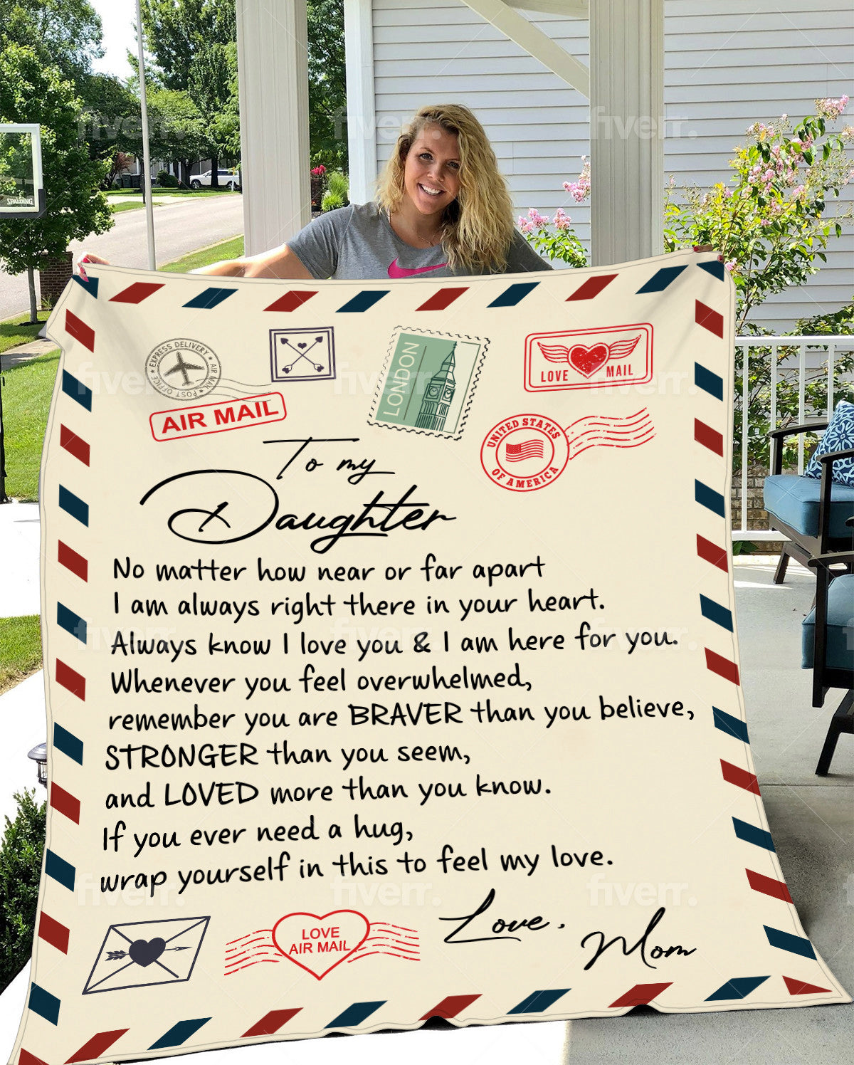 Daughter Postcard Soft Premium Mink Sherpa Blanket (Large - 60x80)