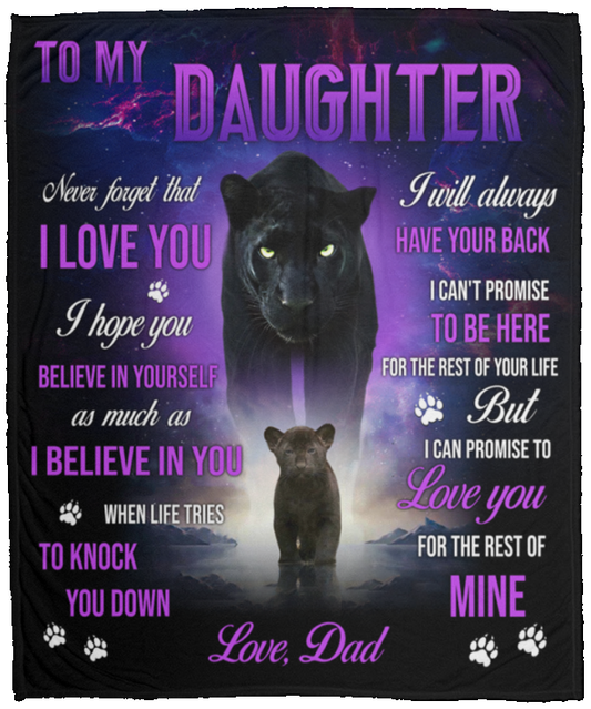 Daughter Love Dad Black Panther Cozy Plush Fleece Blanket (Medium - 50x60)