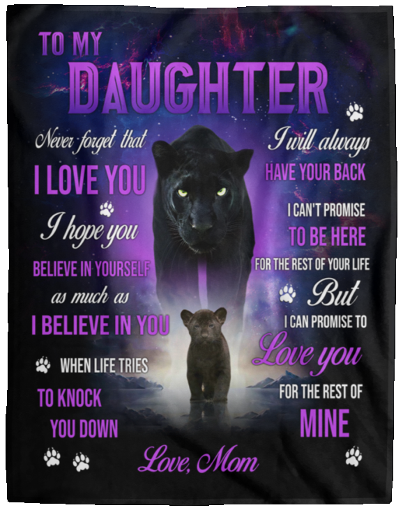 Daughter Love Mom Black Panther Cozy Plush Fleece Blanket (Large - 60x80)