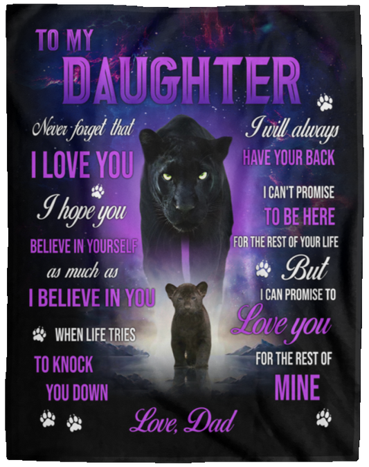 Daughter Love Dad Black Panther Cozy Plush Fleece Blanket (Large - 60x80)