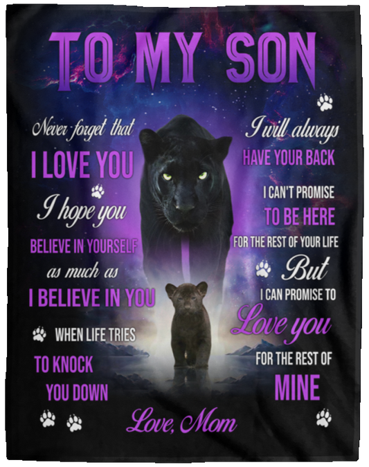 Son Love Mom Black Panther Cozy Plush Fleece Blanket (Large - 60x80)