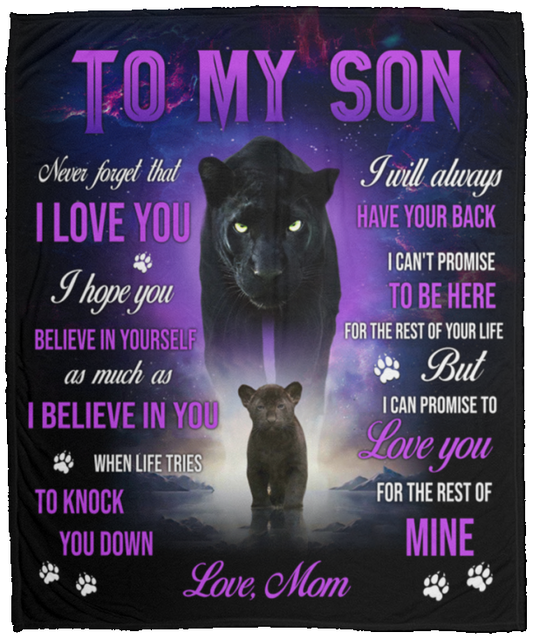 Son Love Mom Black Panther Cozy Plush Fleece Blanket (Medium - 50x60)