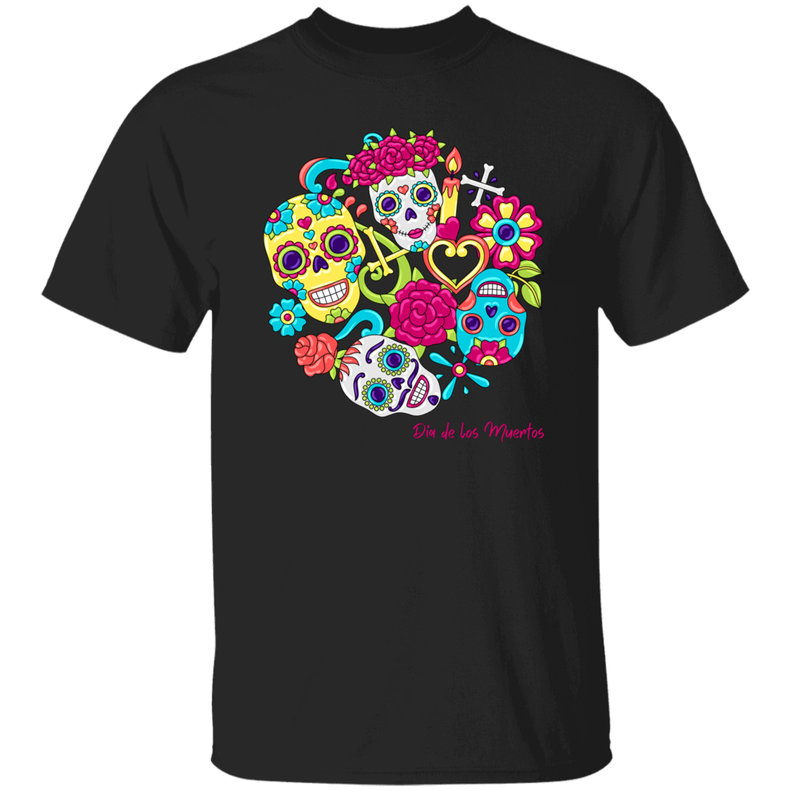 Faces Dia De Los Muertos (Day of The Dead) Halloween T-Shirt