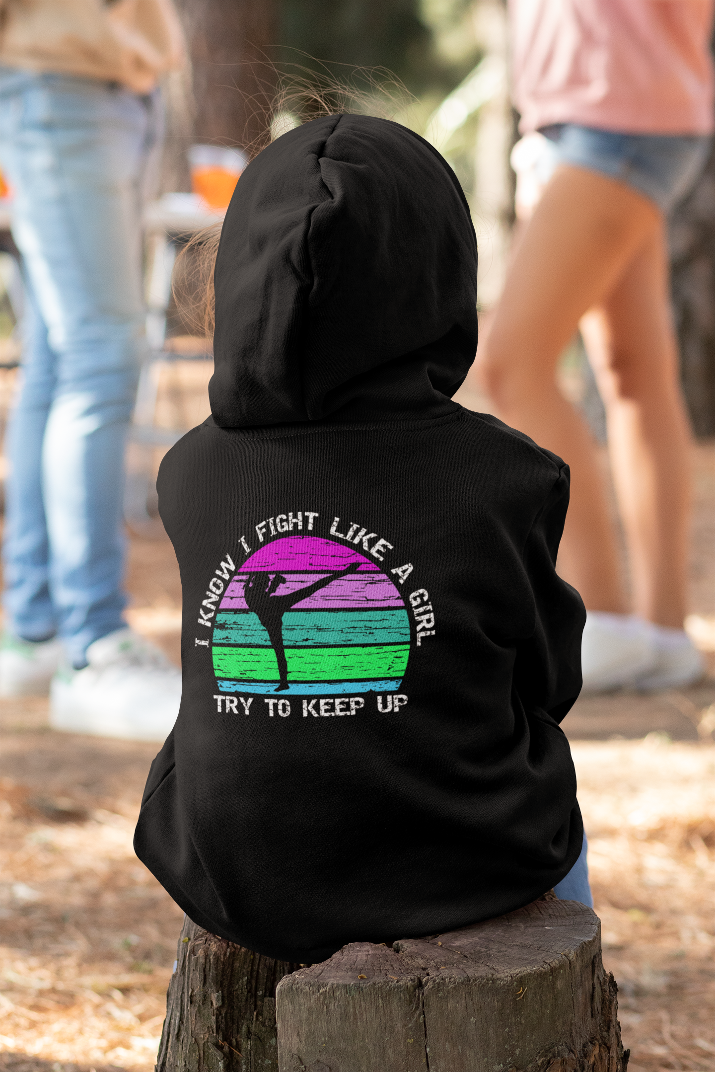 GIRL POWER - FIGHT LIKE A GIRL - TRY TO KEEP UP Premium Heavy Blend™ Zip Hoodie Sweatshirt