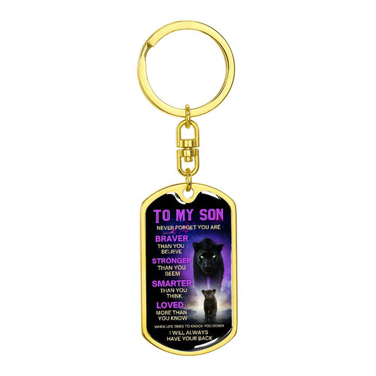 Son Black Panther Braver Stronger Loved Key Chain