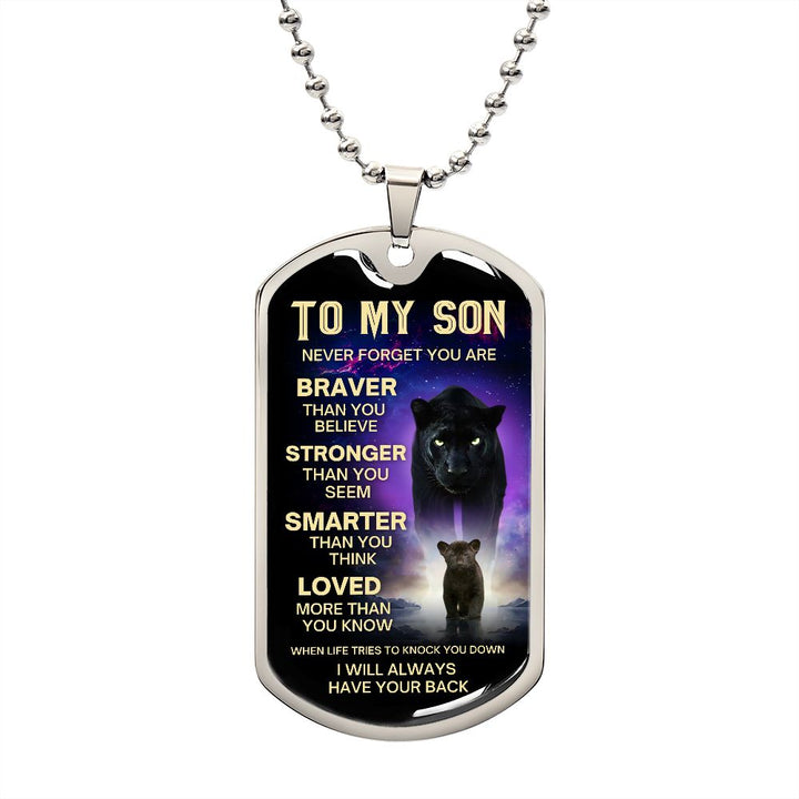 その他 Forever Gift Letter Black Panther Braver Stronger | Dog Tag | Gift For Son 2