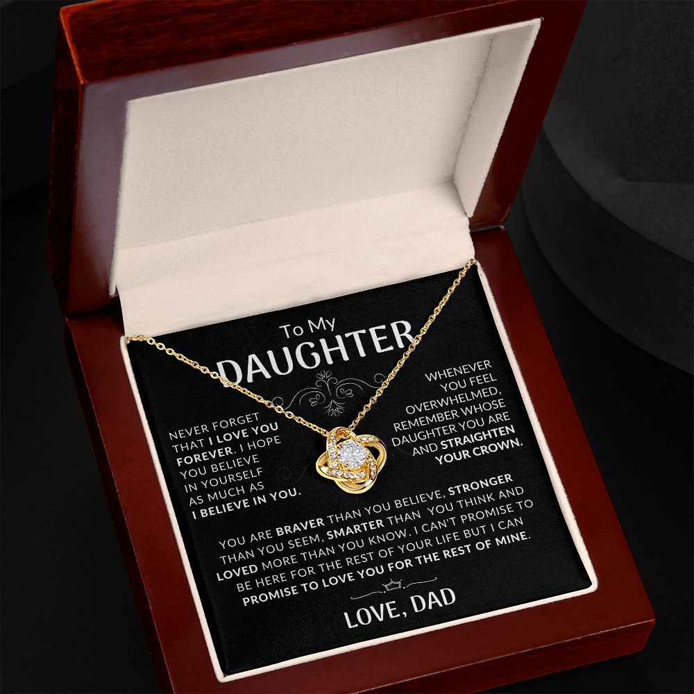 Daughter Braver Stronger Loved Love Knot Necklace | Daughter Gift From Dad