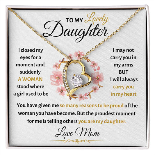 To My Lovely Daughter Love Mom | Forever Love Necklace